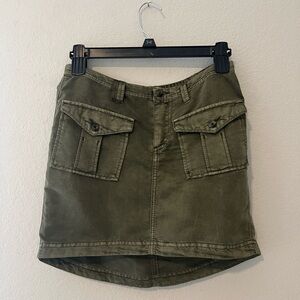 Anthropologie Olive Green Mini Skirt with Pockets